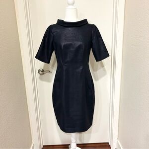 Banana Republic DARK NAVY pencil dress Sz 8 Short Sleeve 
Sheath Shiny cotton